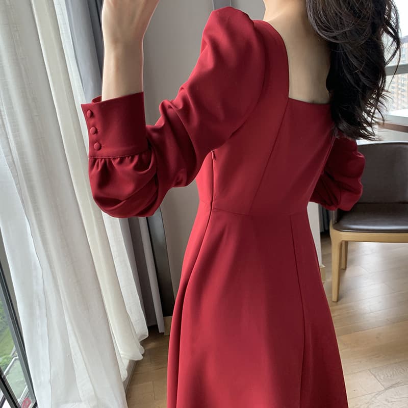 アイドル衣装 優美なパフスリーブロングワンピース