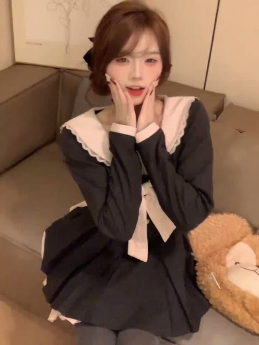 アイドル衣装 フリル襟リボンセーラー風ワンピース