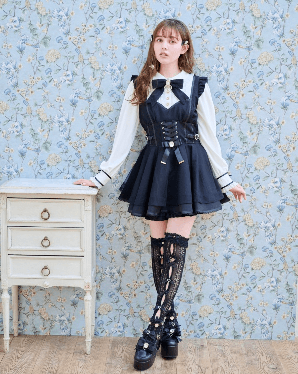 アイドル衣装 フリル付きレースアップ姫ワンピース